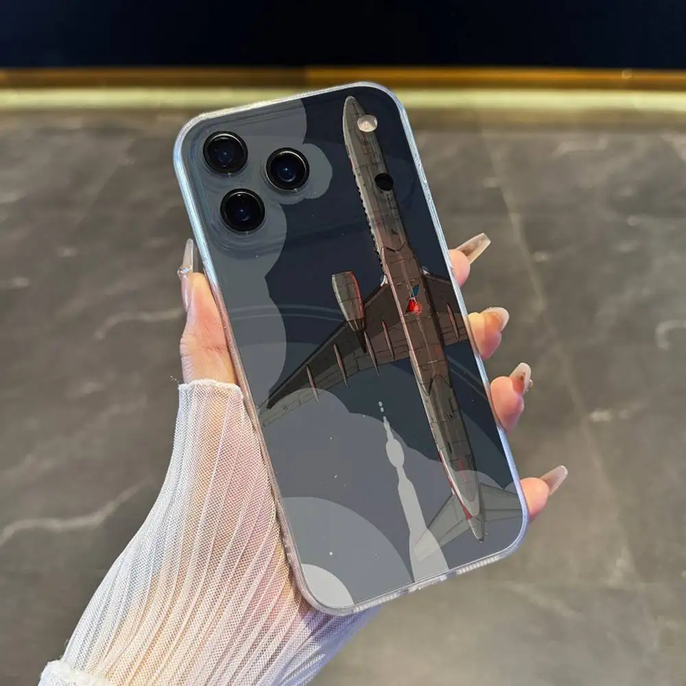 Airplane Plane Phone Case For iPhone 17,16,15,14,13,12,11 Pro,Max,Plus,X,XS,XR,SE4,E Mini Transparent Soft Cover