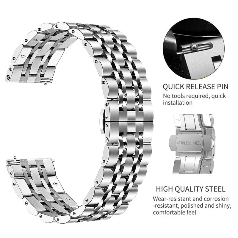 Stainless Steel Strap for Samsung Galaxy Watch 7 6 5 4 40 44mm Bracelet+Soft TPU Case Protector for Galaxy Watch 6 Classic Cover