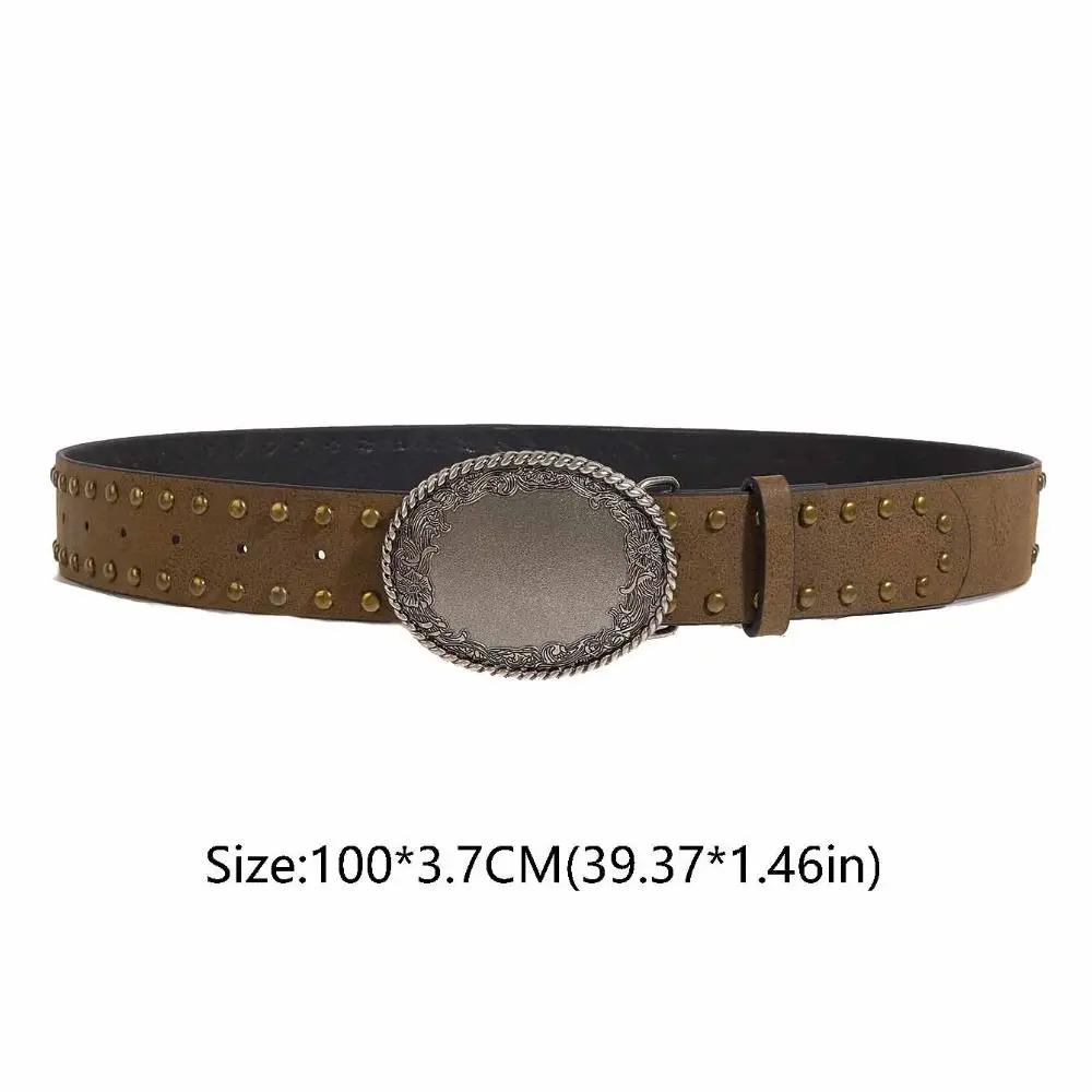 カジュアルメタルバックルレトロリベットウエストベルト合金 Y2k パンクスタイルベルトヴィンテージプリントパンツ装飾ジーンズウエストバンド毎日