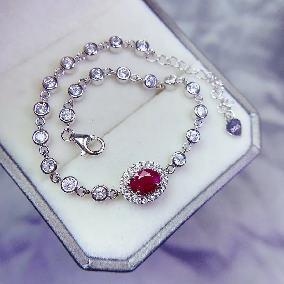 

Роскошный и шикарный браслет из натурального рубина, тщательно созданный из стерлингового серебра S925, потрясающий дизайнерский роскошный подарок для нее