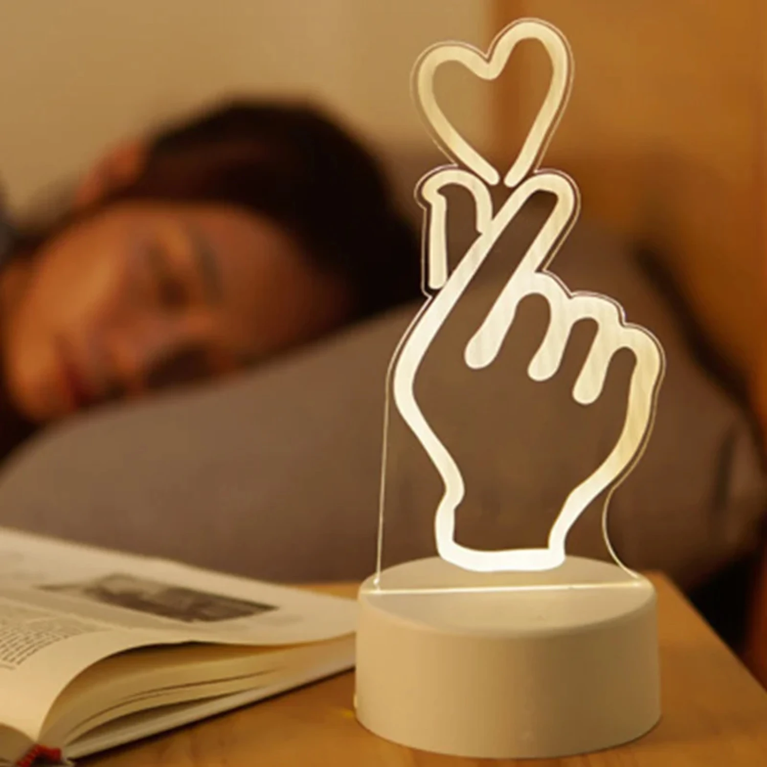 Veilleuse LED 3D pour la Décoration de la Chambre à Coucher, Éclairage de Barrage, Lumière de Noël, Jour de Léon