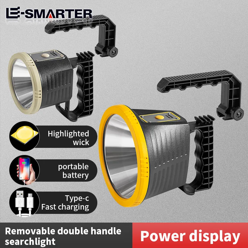 Portable XPG Searchlight Handheld Flashlight Strong Lighting Spotlight USB Rechargeable Hiking Camping Lamp with Power Display