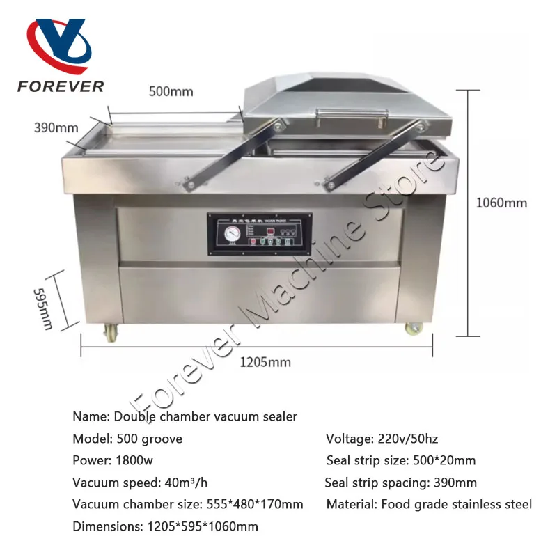 400 Type Sealer Vacuum Food Automatic Double Chamber Flat Vaccum Packer Saver Bags Kichen Commercial Packaging Machine