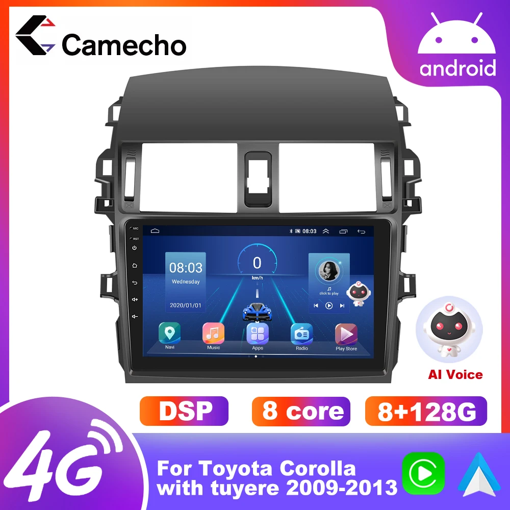 

Camecho DSP Carplay For Toyota Corolla 10 E140 E150 2006 - 2013 Car Radio Multimedia Video Player Navigation GPS 128G Car Stereo