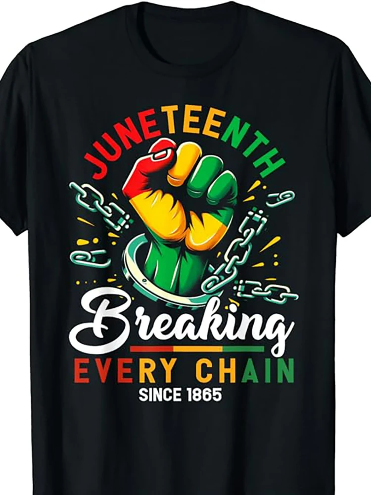 

African-American Freedom 1865 novelty men's T-shirt, 100% cotton summer round neck casual short sleeve T-shirt.