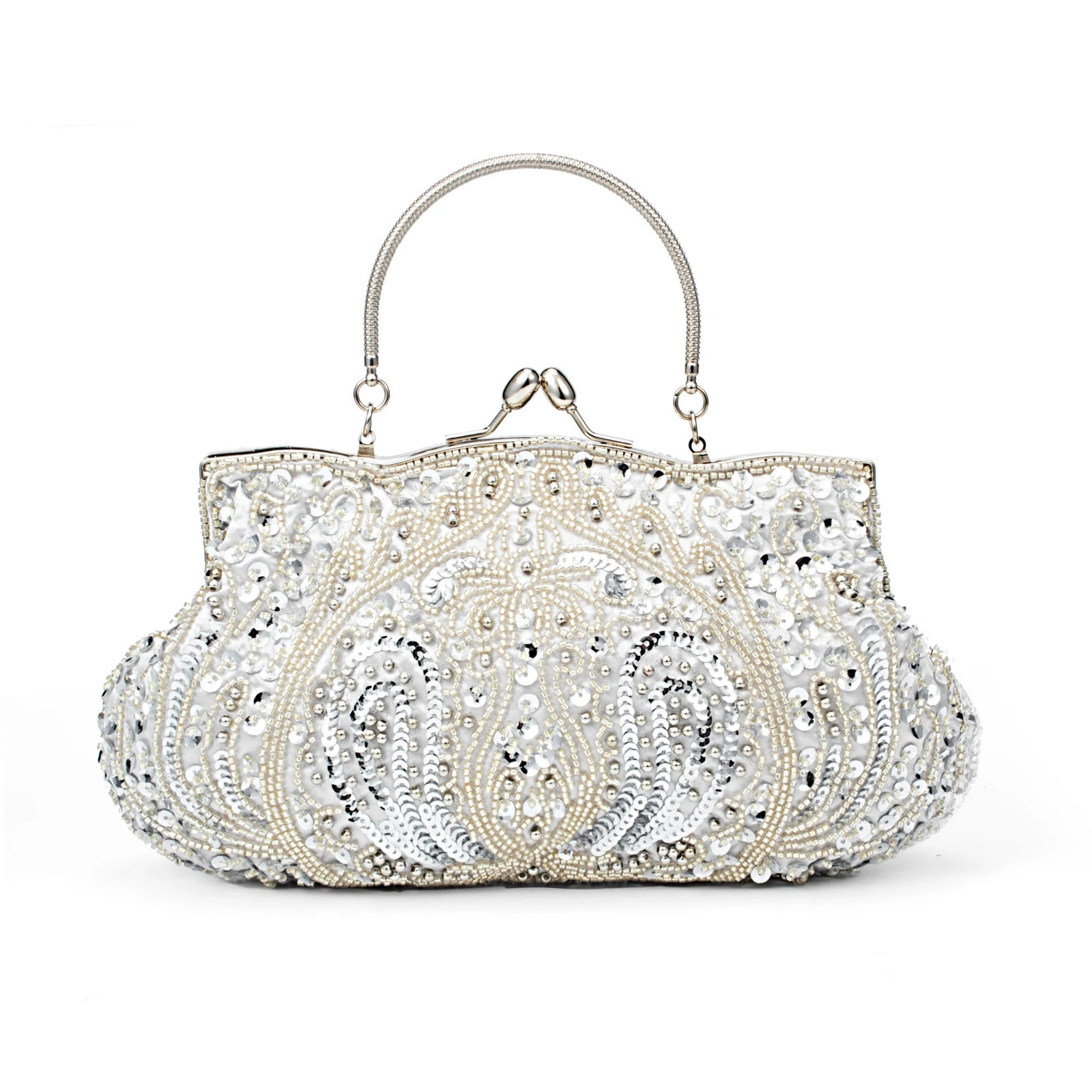 Retro Evening Bags For Women Clutch Bag Embroidered Sequins Beaded Chain Shoulder Bag For Dress Banquet Wedding Handbag Purse image 2