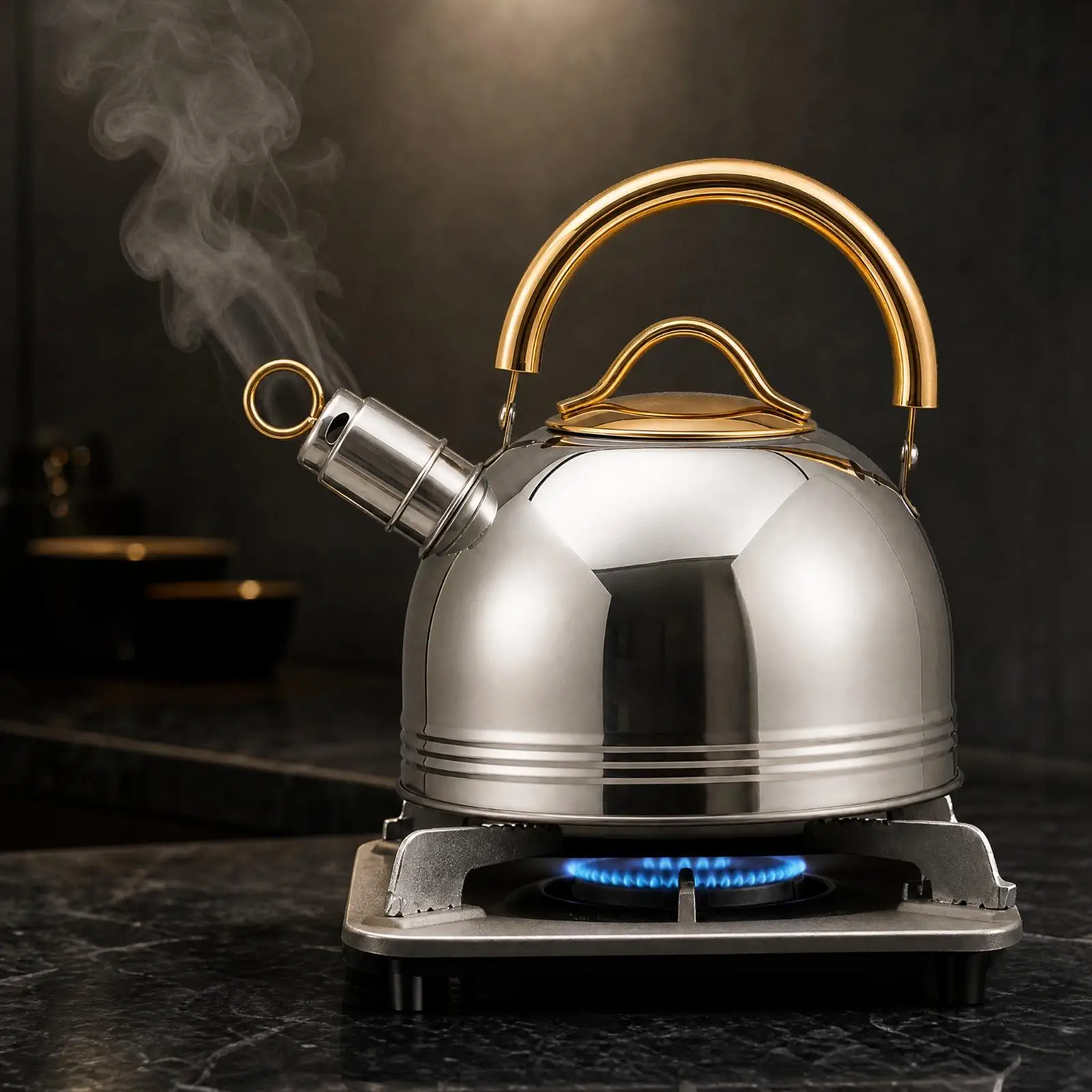 Stainless Steel Whistling Kettle Non-Electric 3 Liters Stainless Metal Kettle Polished for Busy Families, Shared Home Residents