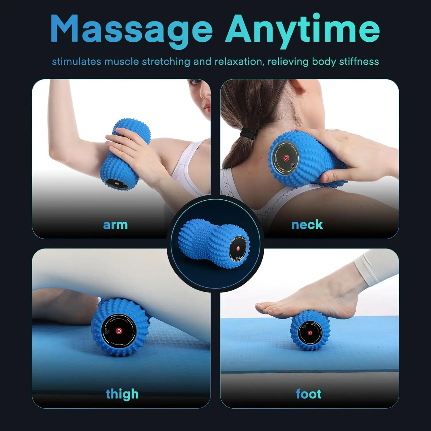 2 in 1 Vibrating Peanut Massage Ball with 6 Massaging Modes, Rechargeable Vibrating Massage Yoga Roller Ball for Muscle Recovery view 4