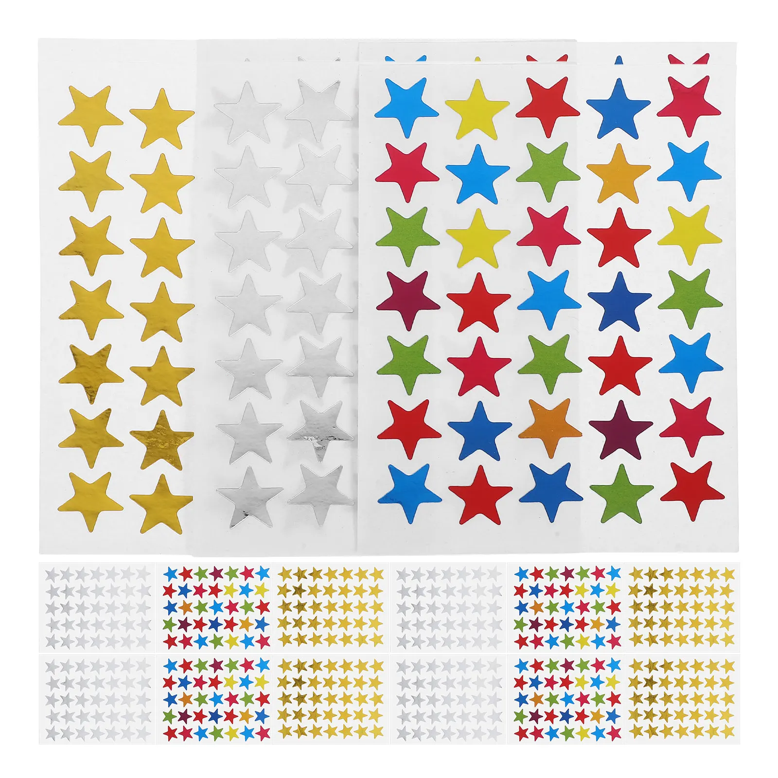 

30 Sheets Gold Silver Star Stickers Reward Stickers for Self Adhesive Vivid Sparkling Effect Craft Decoration