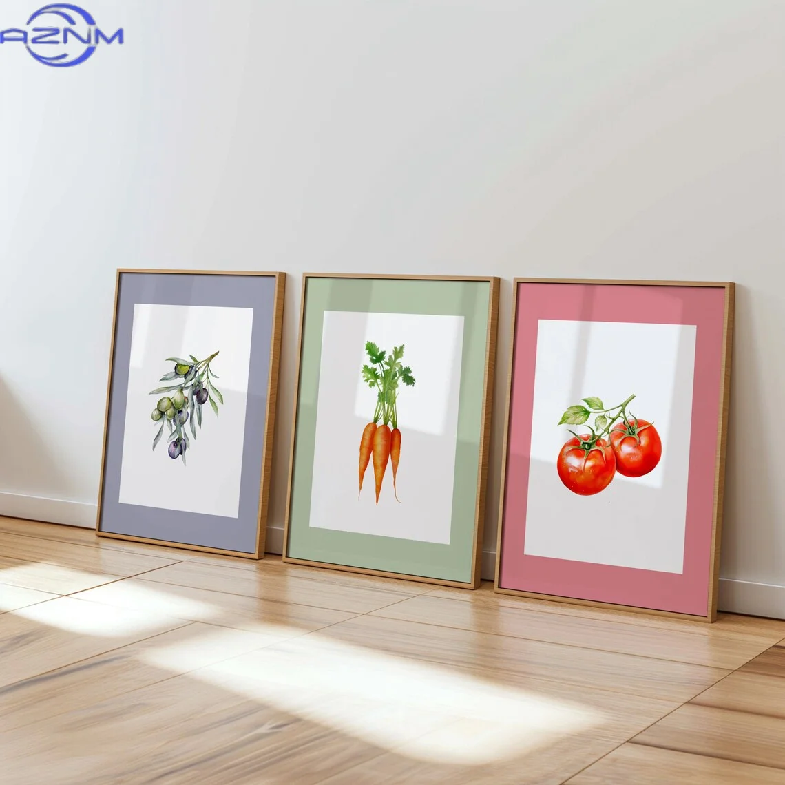 6pcs Set, Wall Art, Vintage Poster, Fruit and Vegetable Art Print, Farmhouse Kitchen Watercolor Botanical Canvas Painting, Perfe