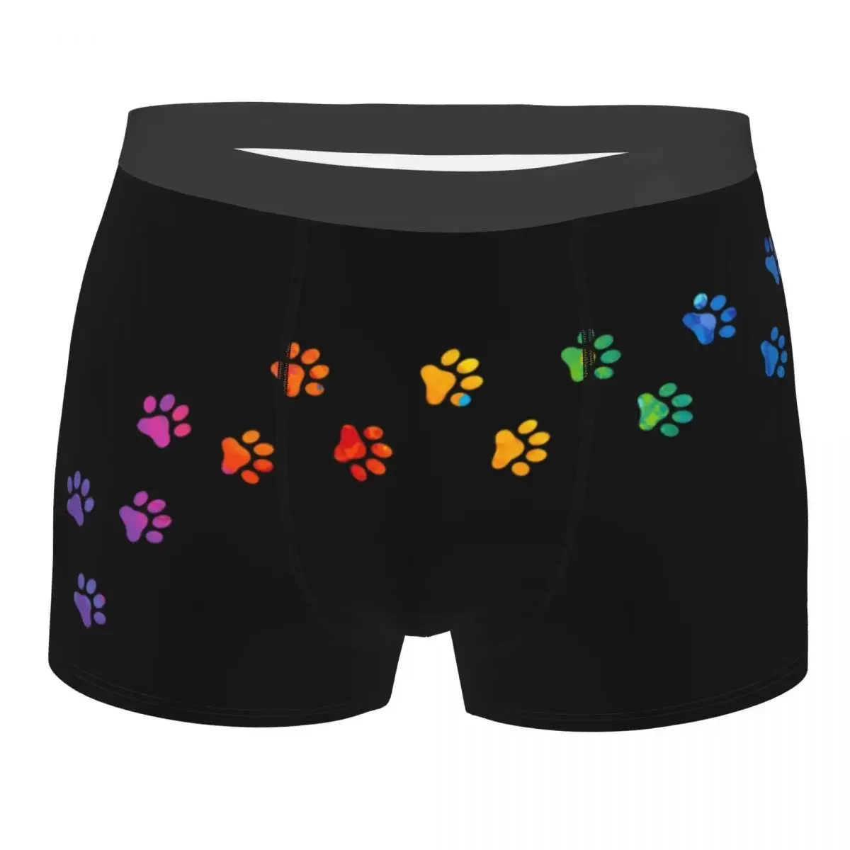 Custom Colorful Dog Paw Boxer Shorts For Homme 3D Print Underwear Panties Briefs Stretch Underpants