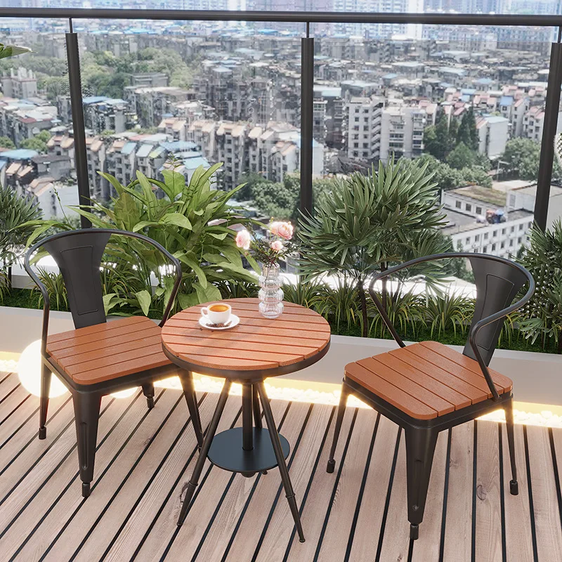 

HYS outdoor balcony small table and chair combination leisure outdoor courtyard light luxury simple terrace garden table