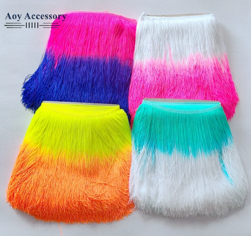 Flecos de borla coloridos de 30cm para coser ropa, cinta para cortina, vestido latino, adornos de encaje, cinta DIY, accesorios de tela para prendas