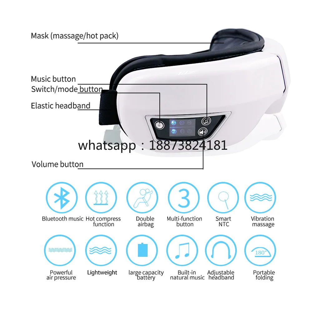 

Новый дизайн, теплый компресс, музыка, силиконовые вибрационные массажные насадки, уход за глазами, умный электрический ритмичный массажер для глаз, быстрая доставка