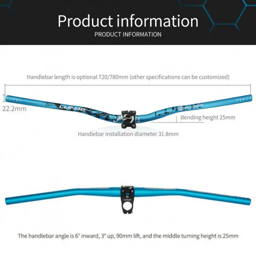 Bicycle Handlebar 31.8mm*720mm/780mm Integrated Bike Handlebar Ultralight Anti-wear Impact Resistant Riser Bar for Bikes