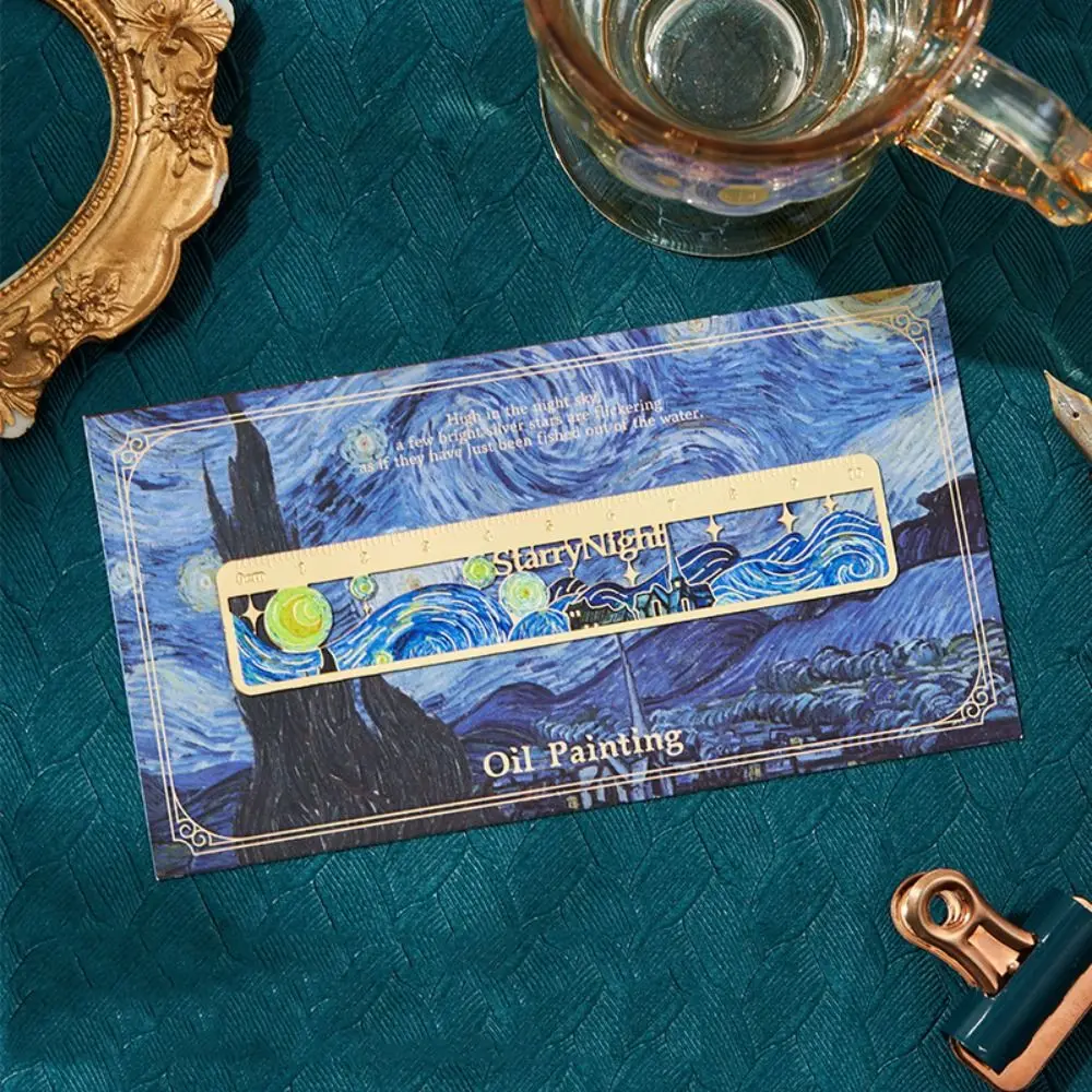 Retro Painting Metal Bookmark Metal Hollow with Ruler Reading Book Clip Stationery School Office Supplies Pagination Mark