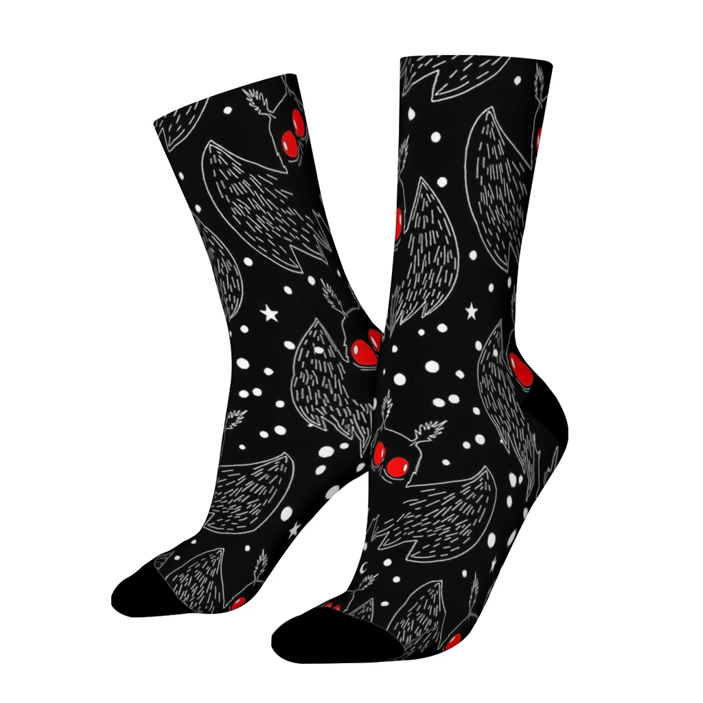 Vintage Mothman Night Men's Socks Alien Unisex Novelty Pattern Printed Funny Crew Sock Gift