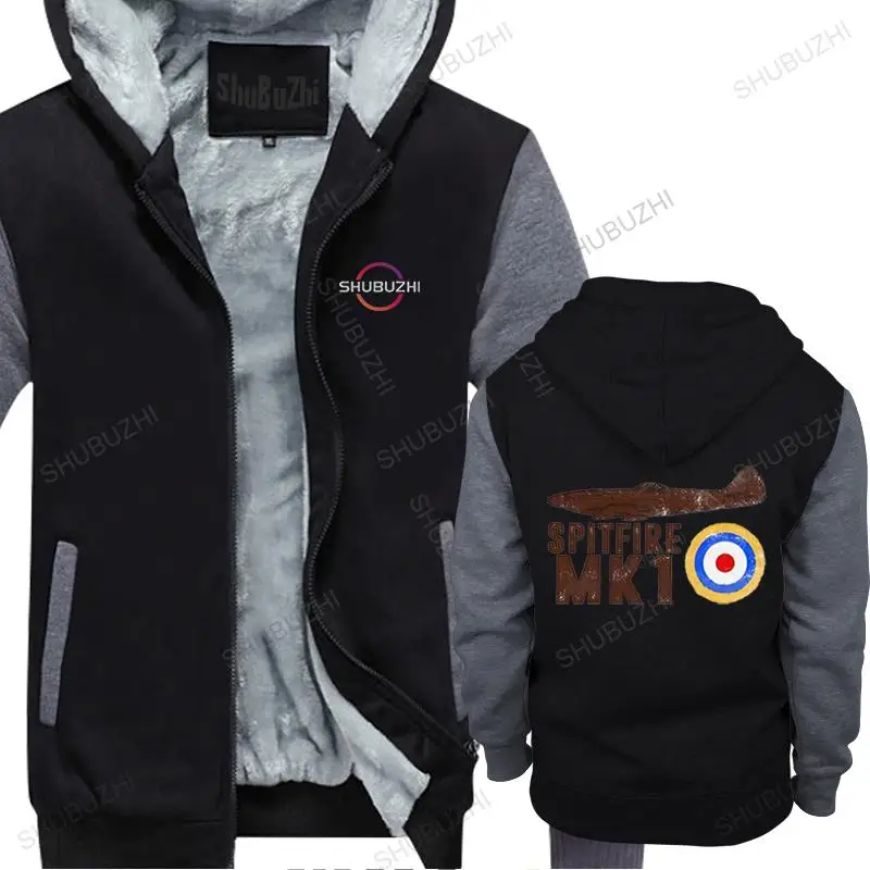 Spitfire UK Mk.1 RAF British WWII hoodies Men long Sleeves Soft Cotton  thick winter Supermarine Fighter fleece Streetwear