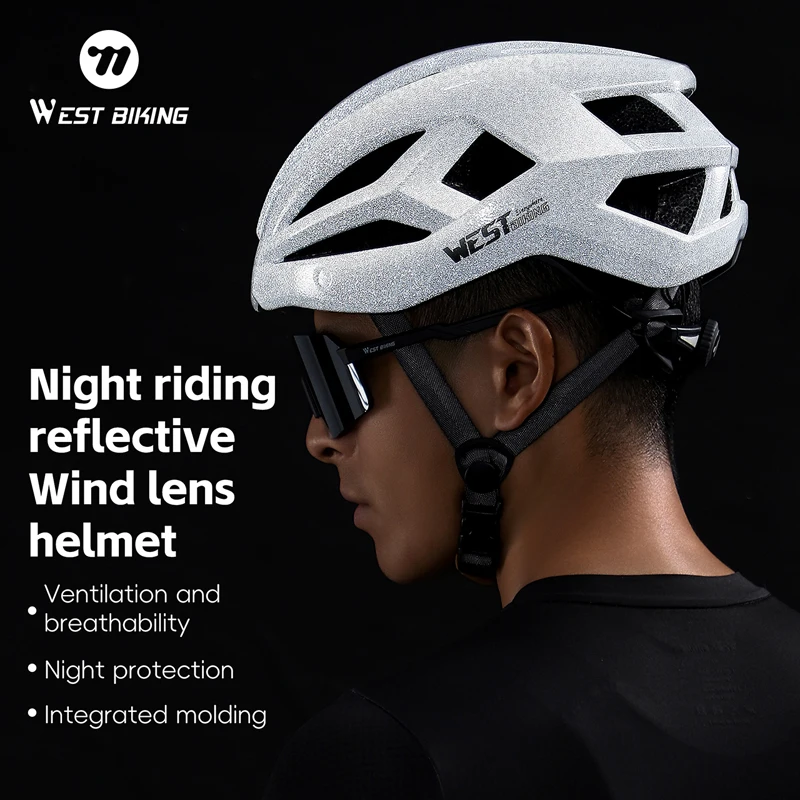 

Night Riding Reflective Safety Helmet with Windshield Goggles Lightweight Breathable for Electric Bike Scooter Cycling