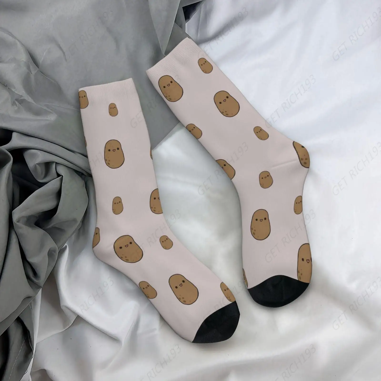 Cute Potatoes Mid-Calf Boot Socks Soft Breathable Crew Socks Novelty Sport Athletic Socks For Women Men