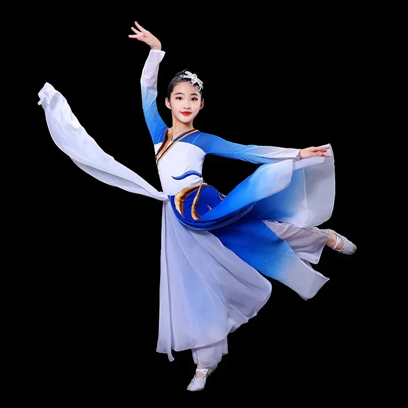 

Kids Classical Dance Performance Costume Female Elegant Yangko Hanfu Folk Dance Dress Girls Modern Square Dance Stage Clothing
