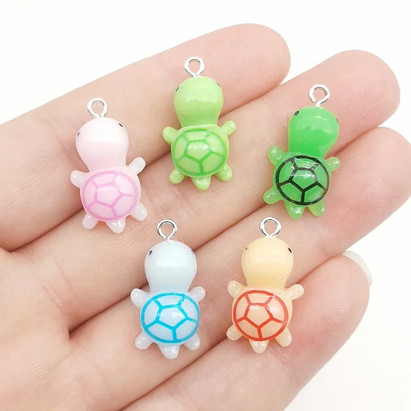 10PCS DIY Resin Jewelry Accessories Super Q Little Turtle Pendant Mini Cartoon Simulation Animal Resin Jewelry Accessories