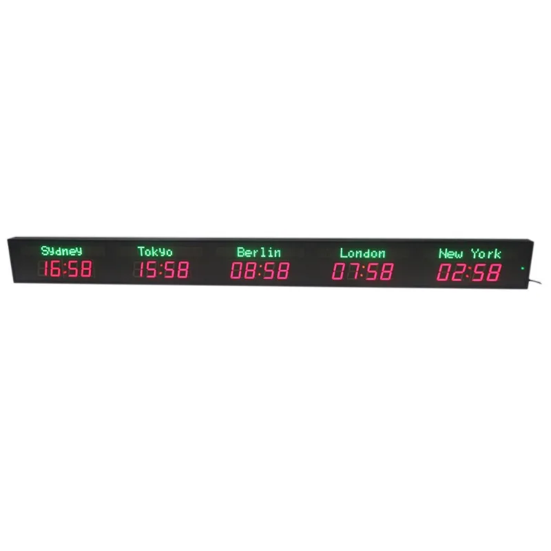 2.3-Inch LED World Clock, Electronic Clock, Multi-time Zone Hotel Bank Hall Wall Clock