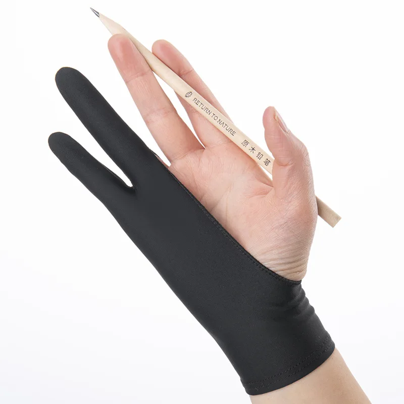 New Solid Color 2 Fingers Glove For Writing Designer Elastic Anti Touch Drawing Glove Right And Left Hand Drawing Tablet Glove