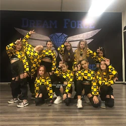 New arrival Children Girl long Sleeve Black Yellow Hip Hop Hiphop Ds Jazz Dance Costumes Ballroom Clothes Outfit Girl Clothes
