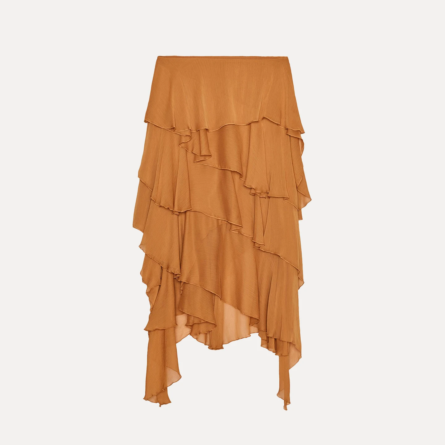 Z レディース ファッション 非対称オーバーラップ装飾 ミディスカート 肌に優しい 通気性のある ポリエステル繊維 マイクロストレッチ 日常着