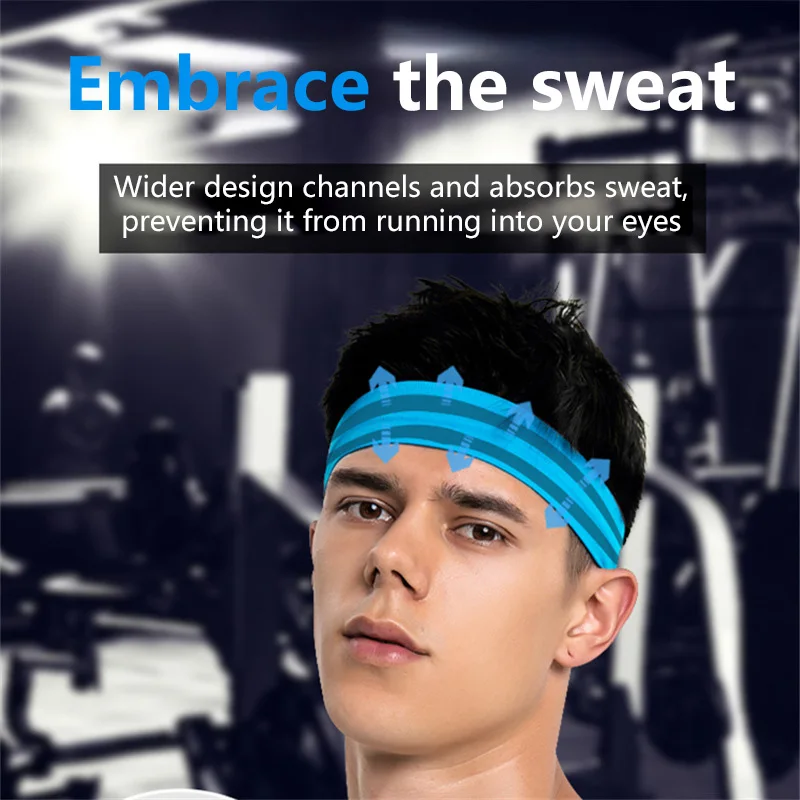 Sports Headband Anti Slip Yoga Hair Band Quick Dry Running Sweatband Workout Headbands for Women Men 2026 NEW - view 5