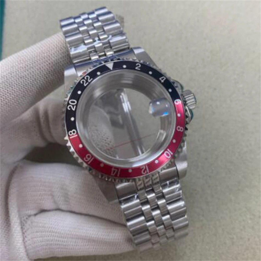 

39.5mm One-way Rotation 120 Clicks Vintage Steel Case Sapphire Glass Cyclops Lens GMT/ SUB Bezel Jubilee Bracelet For NH35 MH36