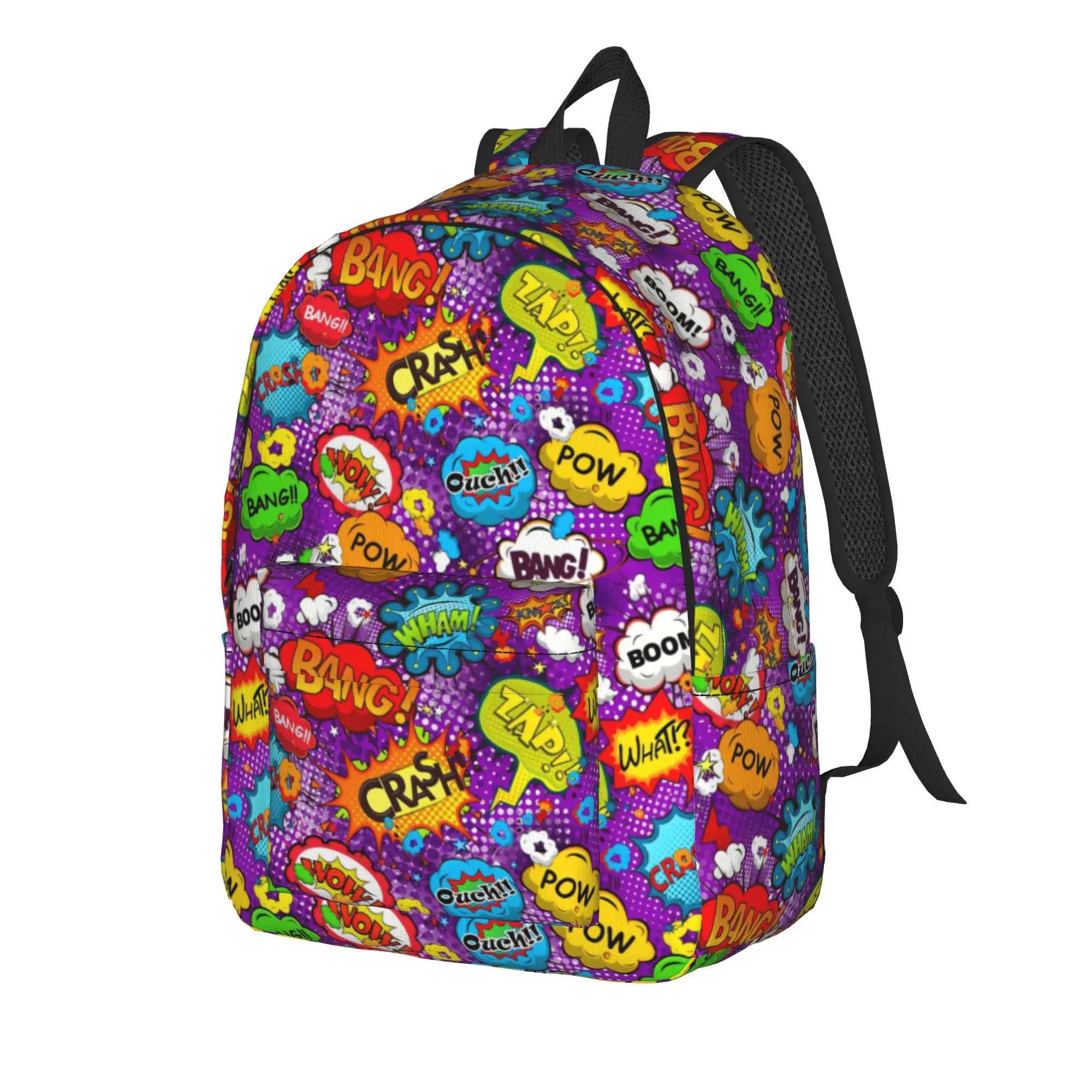 Comic Action Word Bubbles   () Backpack  Travel Backpacks Unisex Colorful Soft School Bags Aesthetic Rucksack
