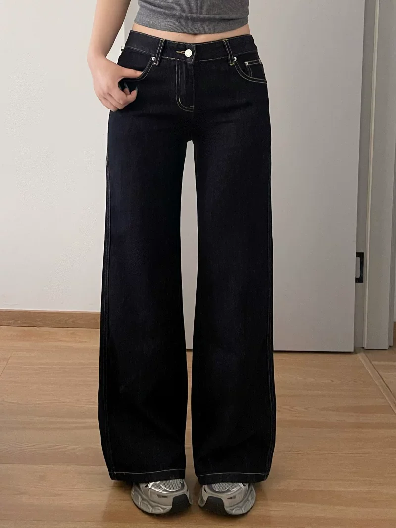 Low Waist Original Jeans High Slimming Effect American Style Loose Wide Leg Micro Flared Denim Pants for Women