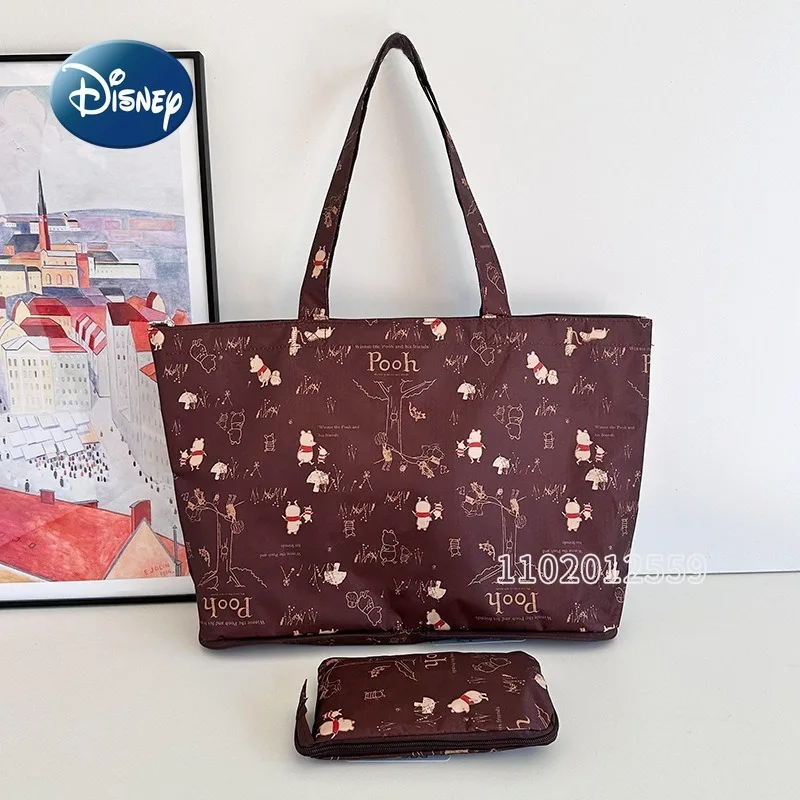 Disney Pooh Bear New Women's Travel Bag Cartoon Cute Portable Travel Bag Large Capacity Fashion Women's Handbag High Quality