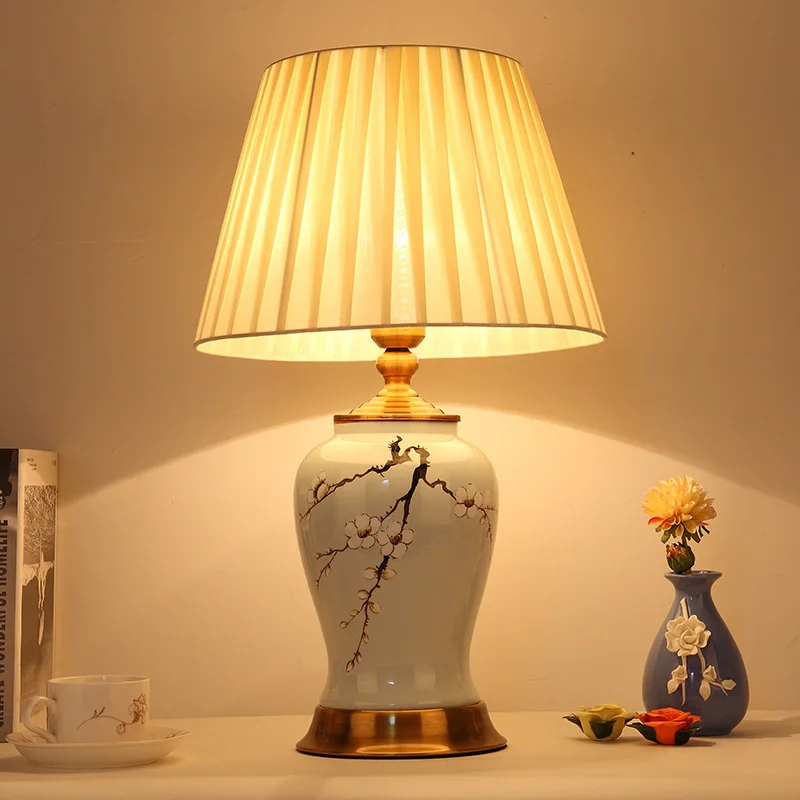 

*/*American Ceramic Table Lamp Chinese European Modern Simple Home Living Room High-end Master Bedroom Bedside Lamp