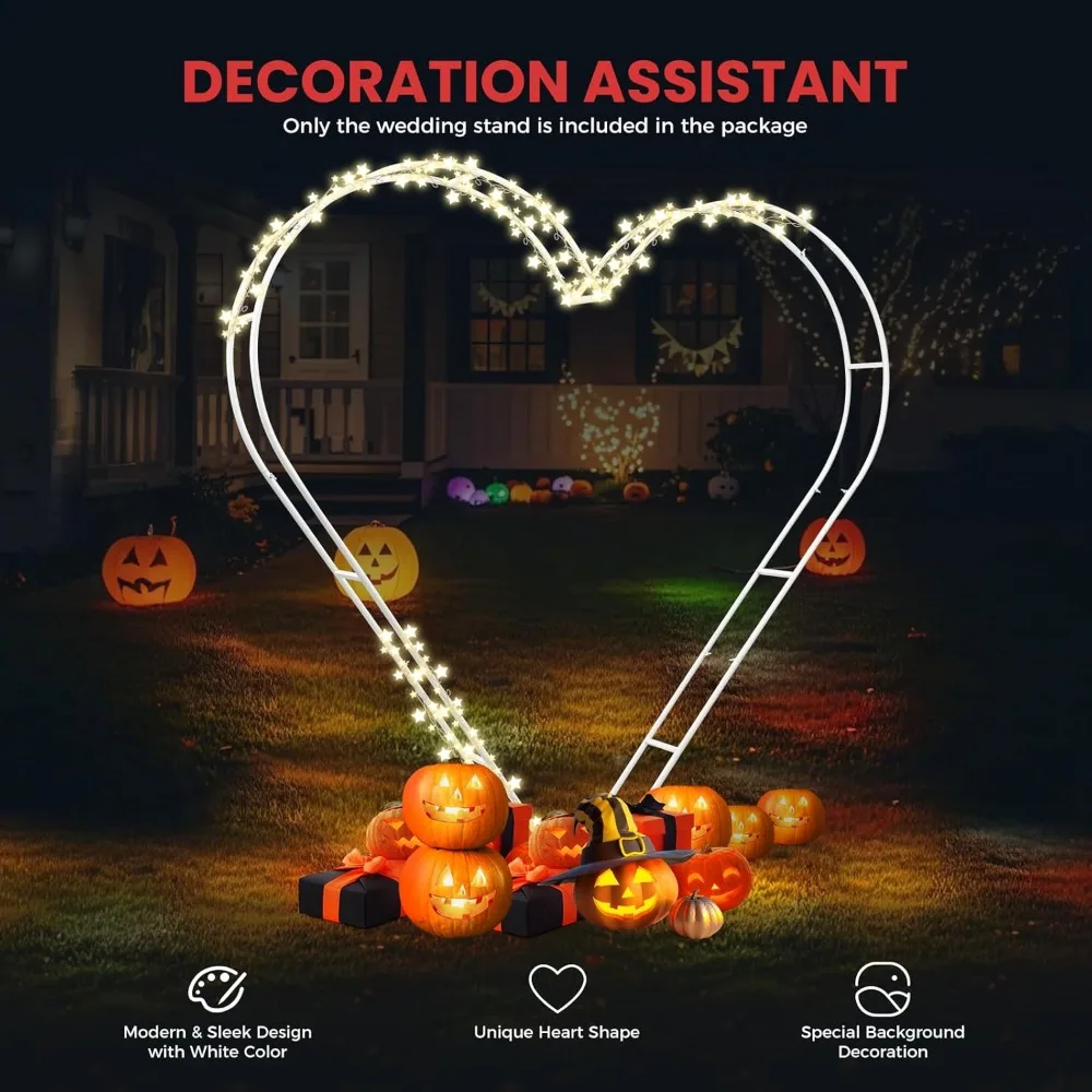 Heart Shape Wedding Arch Stand | Dual-Tube Metal Backdrop Frame for Wedding, Birthday & Balloon Decor