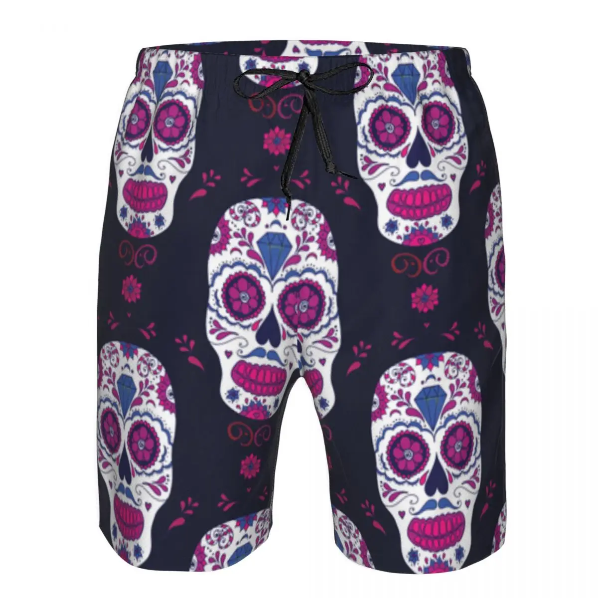 

Colorful Sugar Skull With Floral Quick Dry Swimming Shorts For Men Swimwear Swimsuit Trunk Bathing Beach Wear