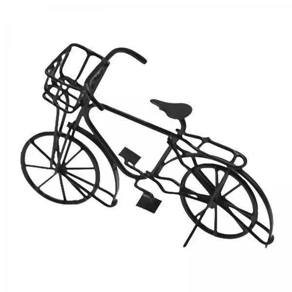 

1 12 Miniature Black Metal Bike Model Dollhouse Decoration Statue Toy with Basket for Kids Adults Gift Collection
