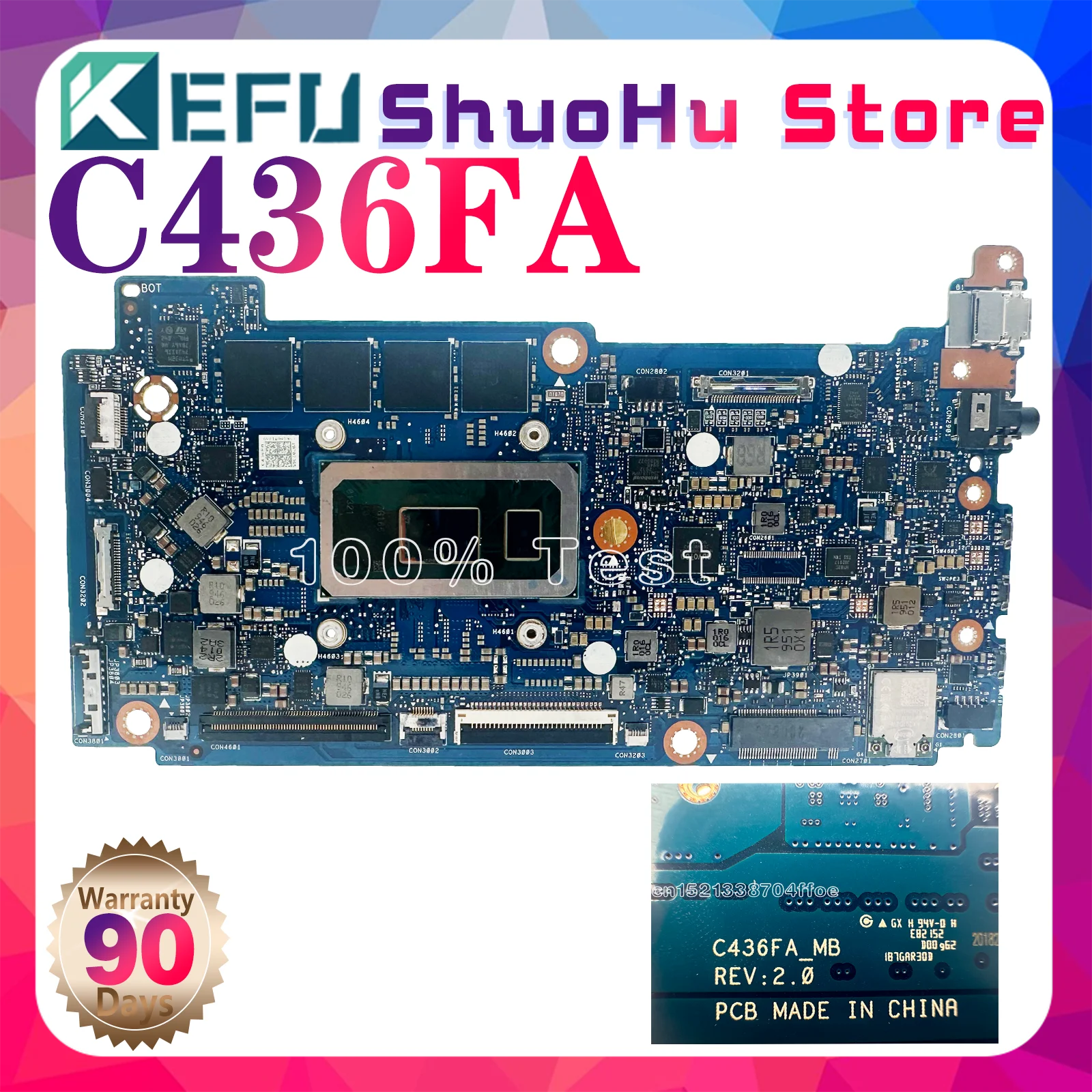 

KEFU C436FA Laptop Motherboard For ASUS C436 C436F Vivobook Mainboard CPU:i3-10110U i5-10210U i7-10510U RAM:8GB 100% Test Ok