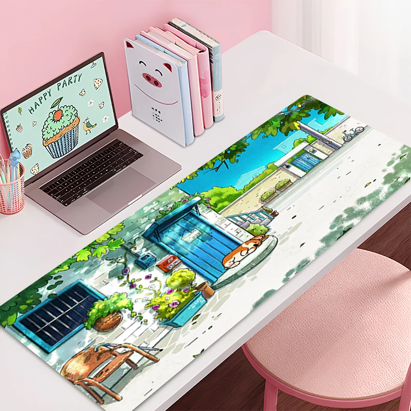 Rubber Mouse Pad Kawaii Non-Slip Desk Mat Cute Large Gaming Mousepad Doggie Corgi Gamer HD Printing Mousepad Game Keyboard Pads