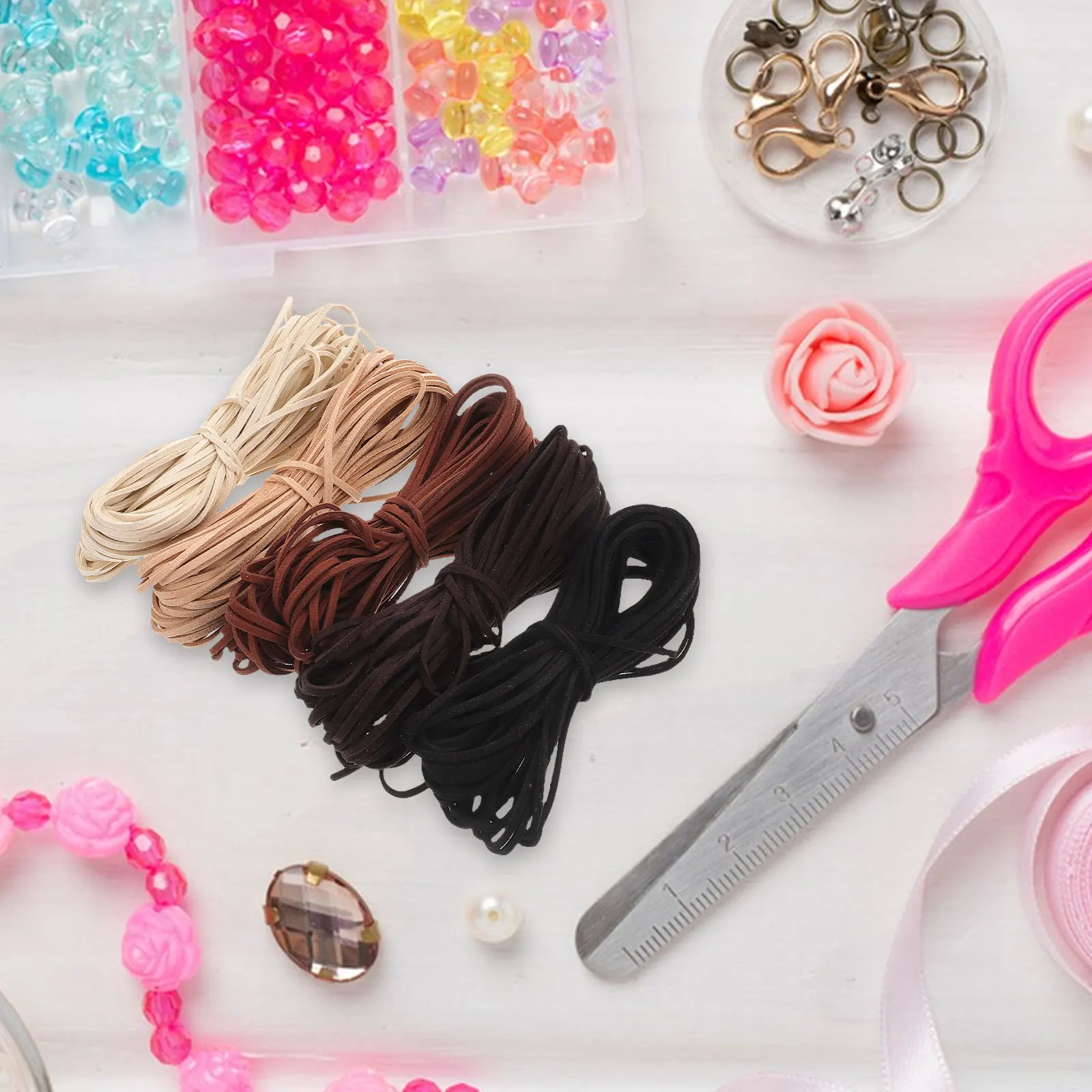 

5pcs Bead Colorful Faux DIY Making Necklace Bracelet Craft Faux Cord Necklace Supplies Soft Comfortable