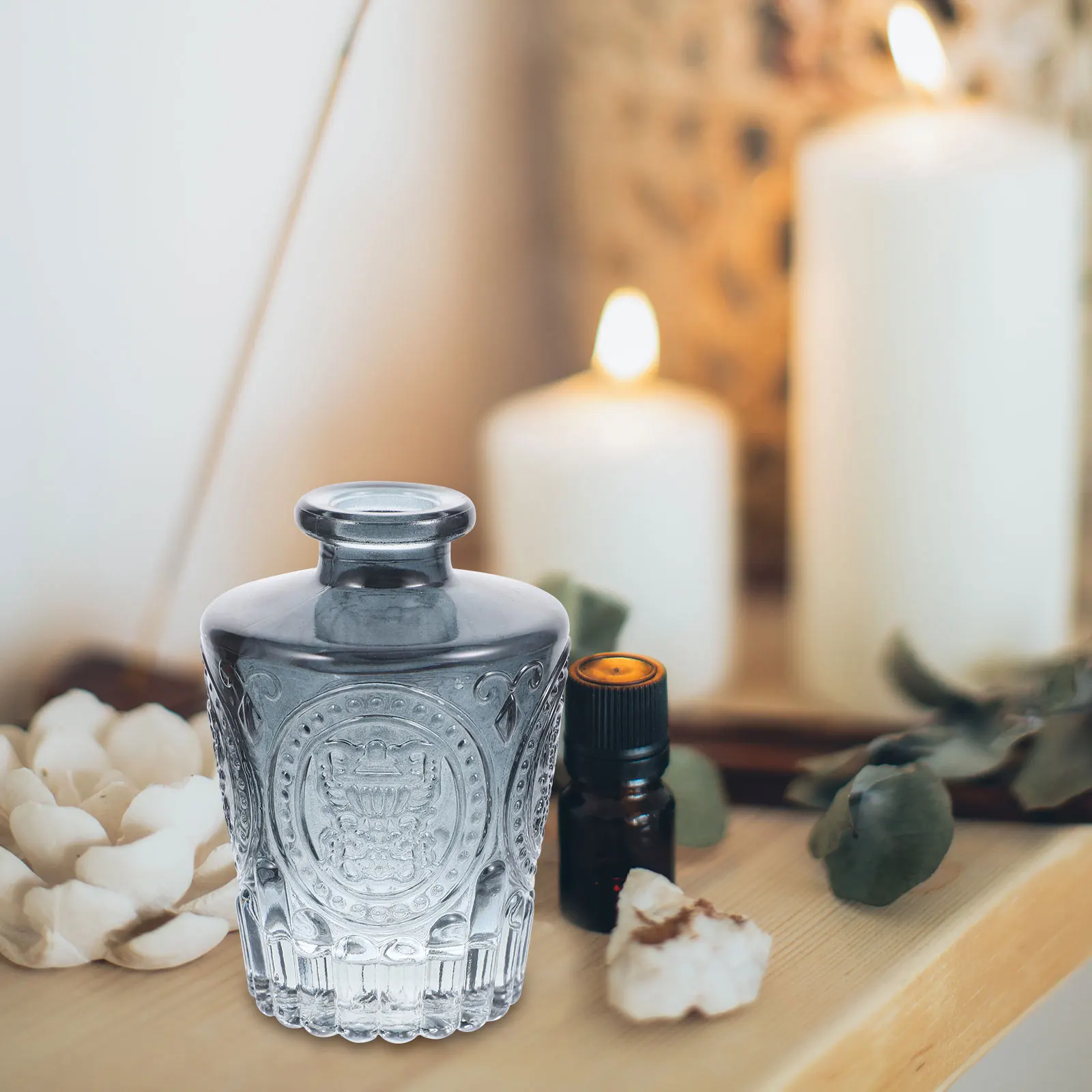 

2Pcs Glass Diffuser Bottles Aroma Bottle for Essential Oil Perfume Subpackaging Bathroom Spa Decor Aromatherapy Jar Refillable