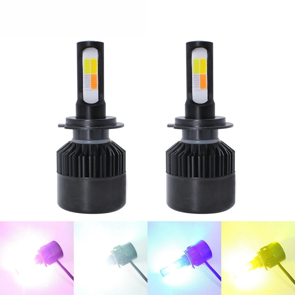 

144W Hot Selling Four-Color Flash Car LED Headlights, Three-Color LED Car Headlight Upgrade for Auto Modification