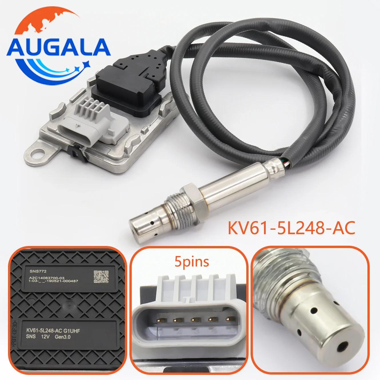 AUGALA Nitrogen Oxide Nox Sensor KV615L248AC For 2017-2022 Ford Powerstroke 6.7L  LC3A-5L248-AC