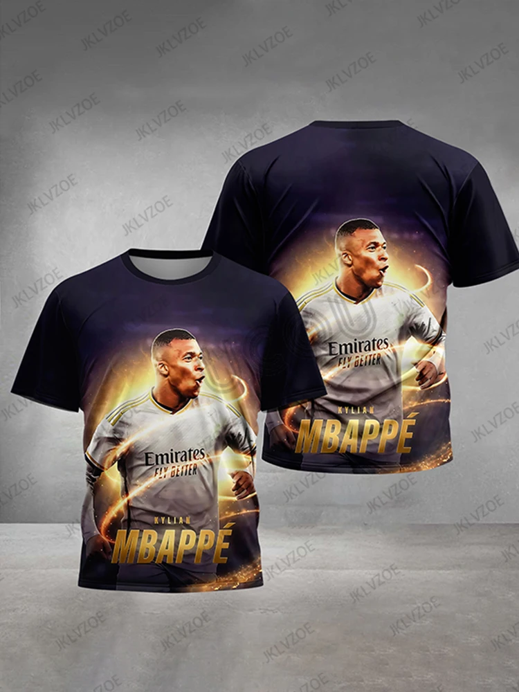 2025 جديد وصول الصيف ثلاثية الأبعاد طباعة كرة القدم ستار كيلانز M-mbapes التي شيرت في الهواء الطلق قصيرة الأكمام س الرقبة تيز الرياضة الاطفال/الكبار القمم #3