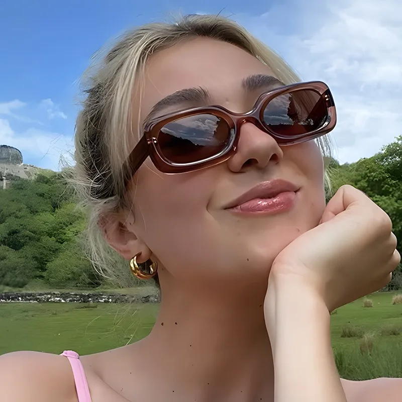 الحد الأدنى مربع النظارات الشمسية النساء الرجال Vintage الاتجاه العلامة التجارية نظارات شمسية الخروج تخفيف الذكور الإناث نظارات واقية UV400