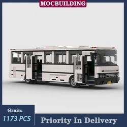 MOC City White Bus 256.22V1 Scale Model Building Block Assembly Transport Vehicle Collection Toy Gifts