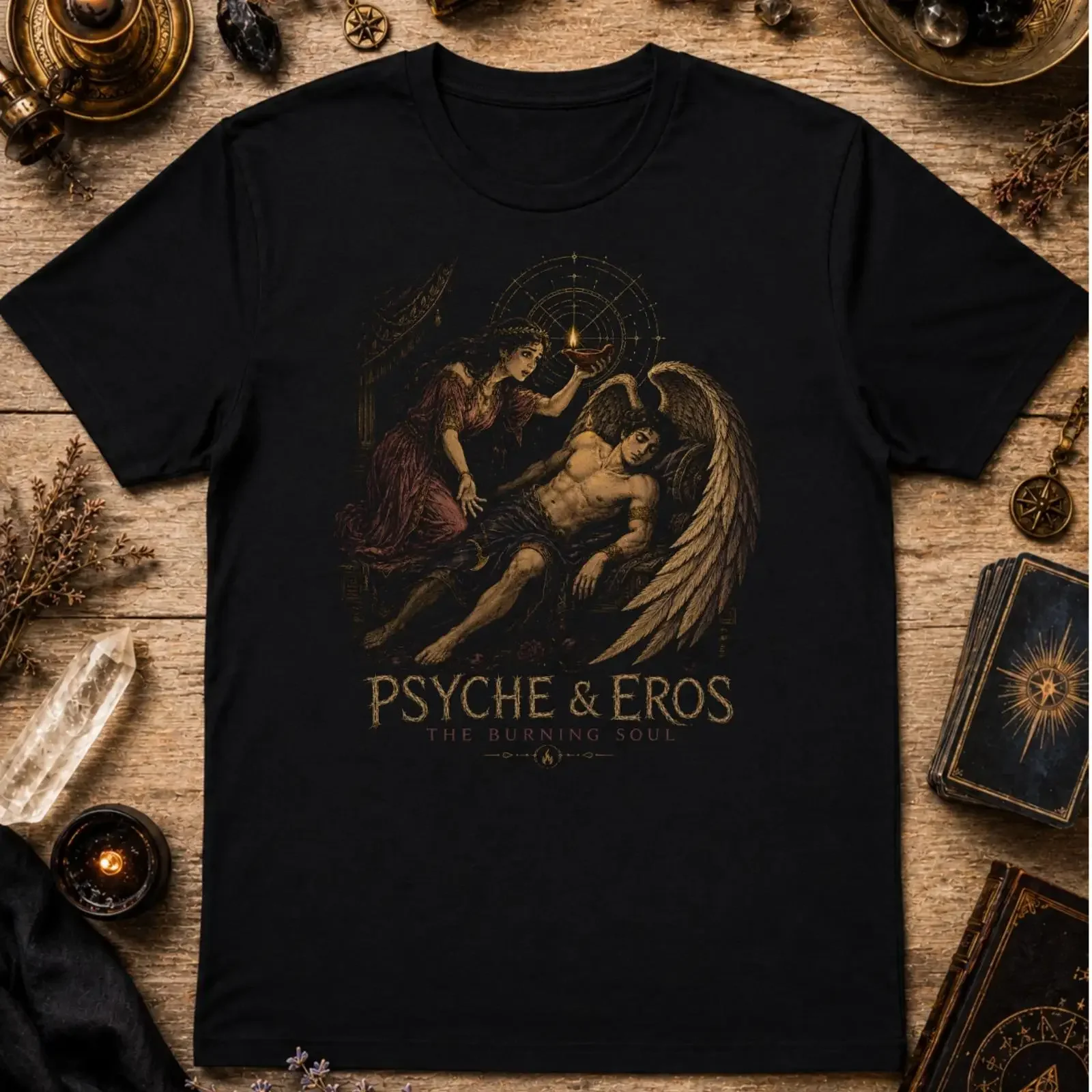 Psyche Eros Greek Mythology T Shirt Cupid Gothic Dark Romance Occult XS 5X vintage Washed graphic Soft homme Comfortable Unisex