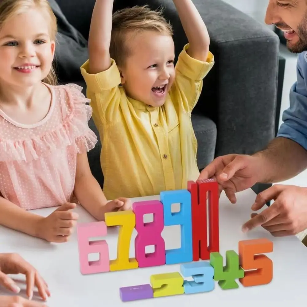 Houten digitale bouwstenen Educatief evenwichtsspel 3D digitale puzzelmontagestenen Grote deeltjes stapelblokken